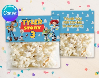 Birthday TOY Story Bag Topper template, Edit Yourself in CANVA. Party Kit. Instant download.