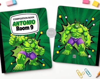COMPOSITION book hulk Cover & Backcover Templates, Edit Yourself in CANVA.