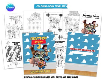 Coloring Book Toy Story Template, EDIT Yourself in CANVA. Online templates
