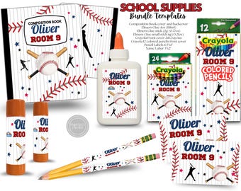 School Supplies Baseball Bundle Templates. Edit Yourself in CANVA.