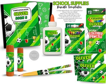 School Supplies Soccer Bundle Templates. Edit Yourself in CANVA.