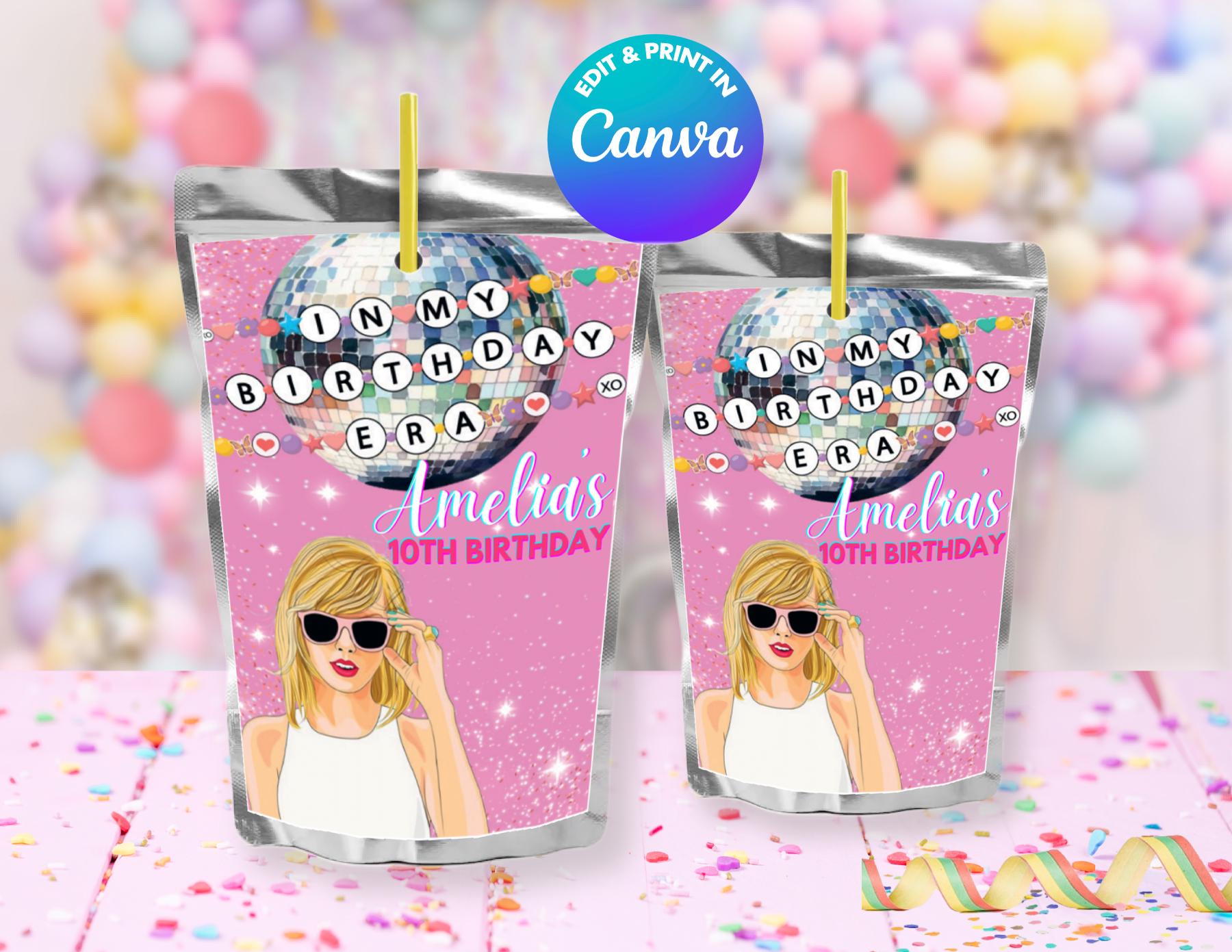 TAYLOR Capri sun Template, Edit Yourself in CANVA. Party Kit. Online template.