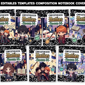 COMPOSITION book Harry Covers 7 Templates, Edit Yourself in CANVA.