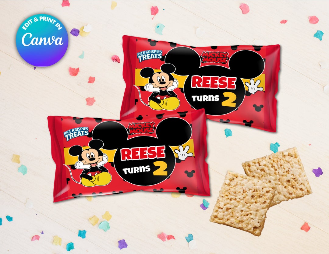 Mickey Rice Ky Mickey Rice Krisp Template, EDIT Yourself in CANVA. Party Kit. Online ...