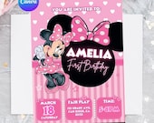 MINNIE INVITATION Template, Edit Yourself in CANVA. Online template.