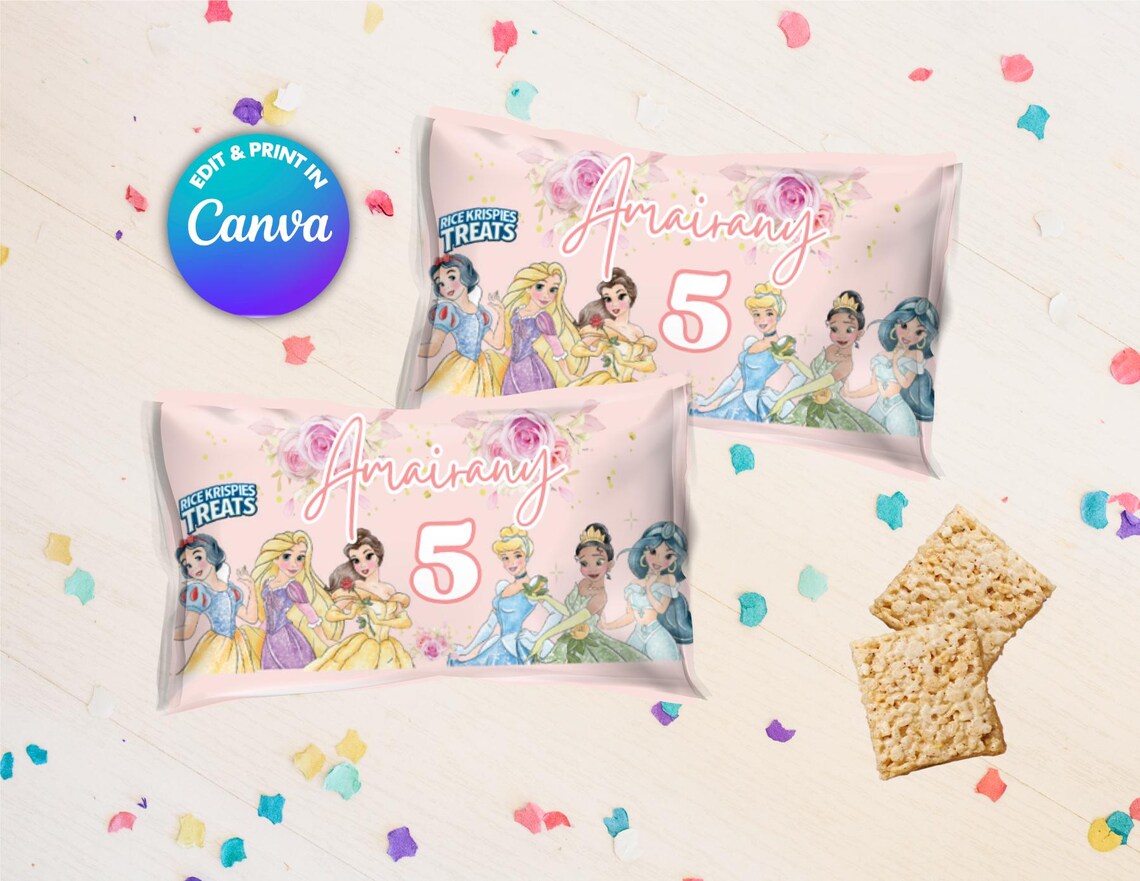 Princess Rice Paper PRINCESS Rice Krispies Template, EDIT Yourself in CANVA. Online ...