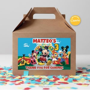 Mickey Gable Box Template, EDIT Yourself in CANVA. Party Kit. Online template.