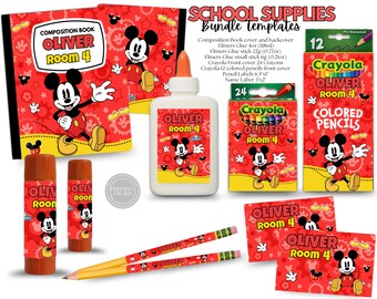 School Supplies Mickey Bundle Templates. Edit Yourself in CANVA.