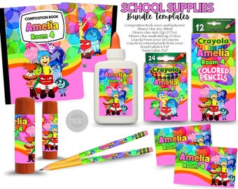 School Supplies Inside out Bundle Templates. Edit Yourself in CANVA.