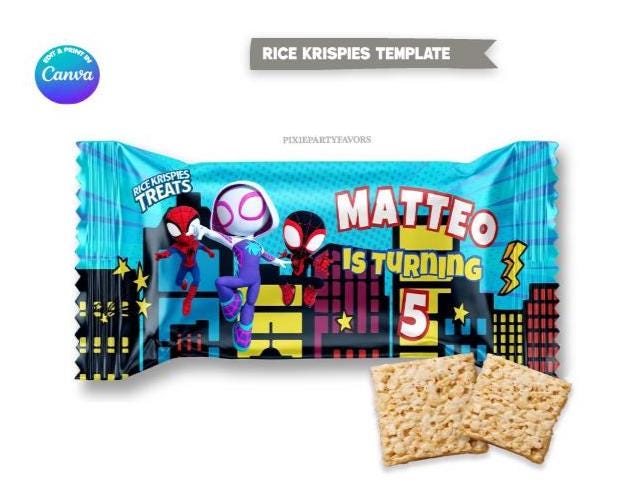 Superhero Spidey Rice Krispies Template, EDIT Yourself in CANVA. Online ...