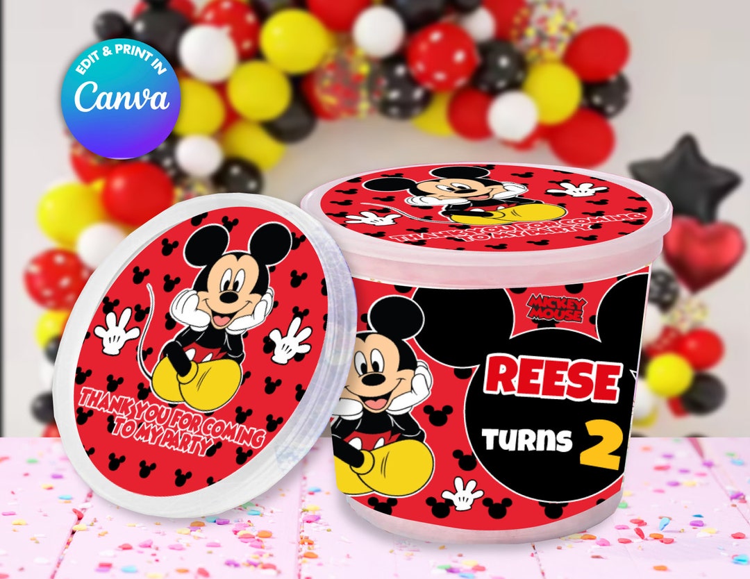 Mickey COTTON CANDY Template, Edit Yourself in CANVA. Party Kit. Online