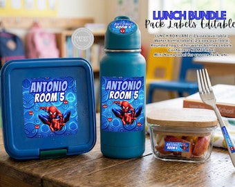 Lunch box pack spiderman Bundle Templates. Edit Yourself in CANVA.
