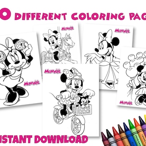 Minnie coloring pages, 10 different pages, INSTANT DOWNLOAD