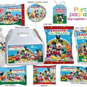 Mickey club house Party favors, party package, DIGITAL files, Digital Only NOT EDITABLE templates