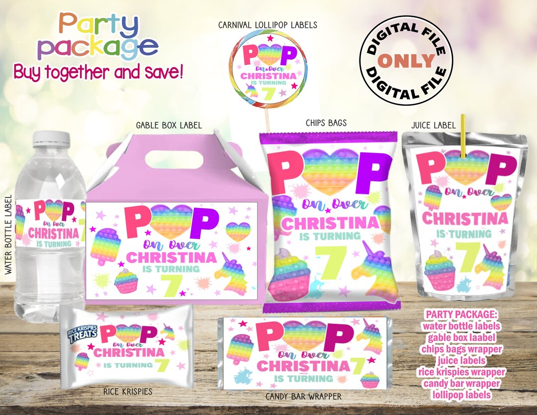 Digital Pop It Party Favors Party Package Digital Only NOT Etsy