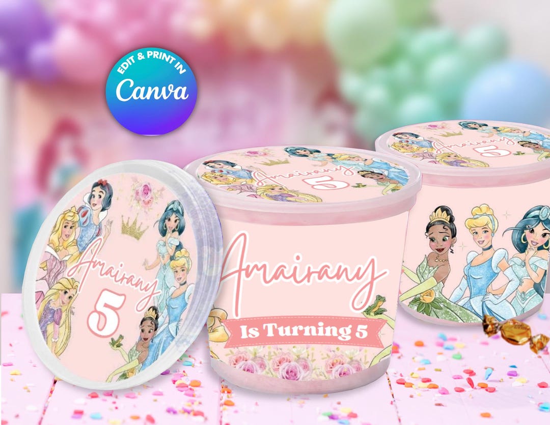 PRINCESS Cotton Candy Template, EDIT Yourself in CANVA. Online Template