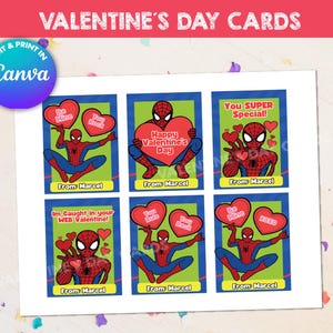 Cartes Saint-Valentin SPIDERMan, Cartes Saint-Valentin, Cartes Saint-Valentin pour enfants, Saint-Valentin scolaire, EDITEZ-vous dans CANVA. Modèle en ligne.