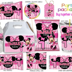 Minnie Mouse Pink Birthday Party Package, Birthday Printables, Minnie Party Kit DIGITAL FILES