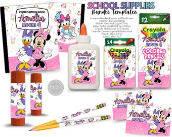 School Supplies Minnie & Daisy Bundle Templates. Edit Yourself in CANVA.