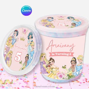 PRINCESS Cotton Candy template, EDIT Yourself in CANVA. Online template, Instant Download.