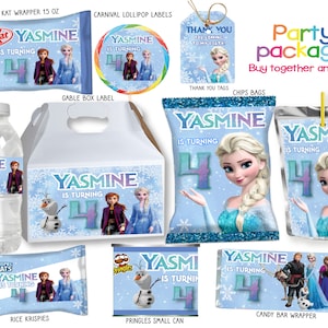 frozen party favors, frozen Party Package,  Digital Only NOT EDITABLE templates