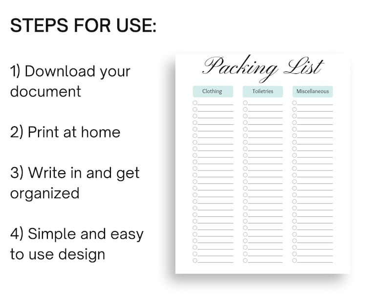 Blank Packing List Printable - Etsy