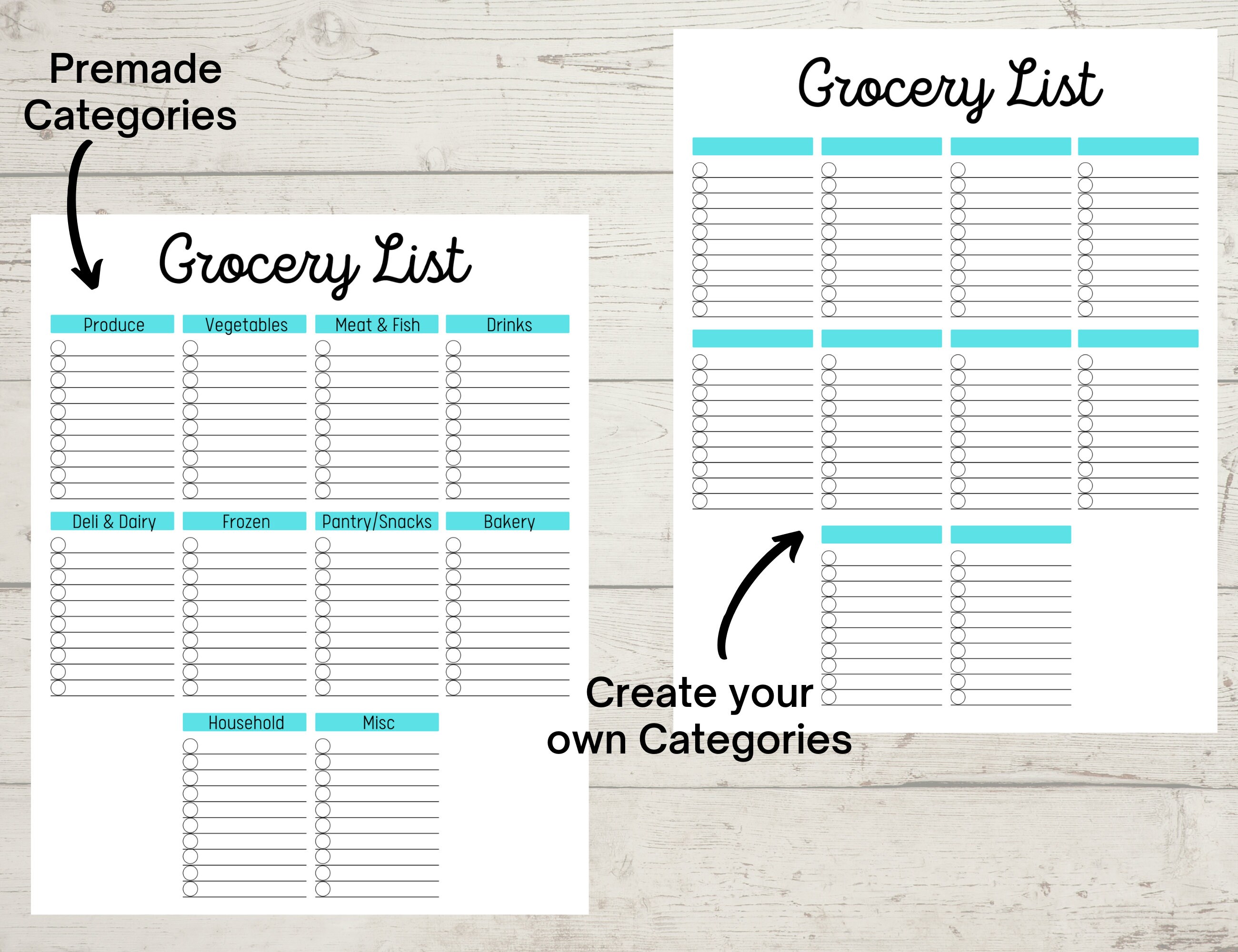 Grocery List, Premade Grocery List, Blank Grocery List, Printable - Etsy
