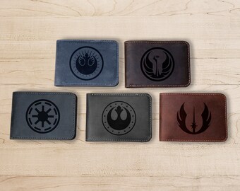 Gift for Father, Personalized Jedi Leather Wallet for Men, Wallet For Husband, Wallet for Him, Gift for Dad, Birthday Gift, Gift For Son