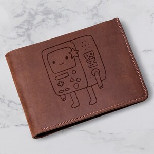 Adventure Time Leather Wallet, BMO Leather Wallet, Adventure Time Wallet, AT Leather Wallet, Gift Father, Birthday Gift For Son, BMO Wallet