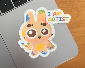 Painter Bunny 'I am artist' Sticker