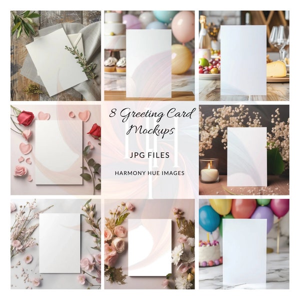 Greeting Card Mockup Bundle, 5x7 Cards, Vertical Greeting card, Birthday Mockup, Baby Shower Mockup, Party Mockup, JPG, Digital Download