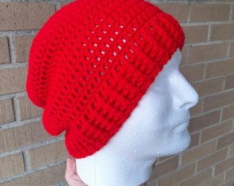 Handmade Crochet Beanie: RED