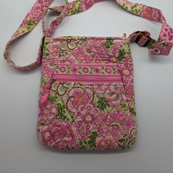 Vera Bradley Lola Pink Green Shoulder Strap Bag, Vera Bradley, Colorful Vera Bradley Floral Purse, Shoulder Bag, Women's Purses, Springtime