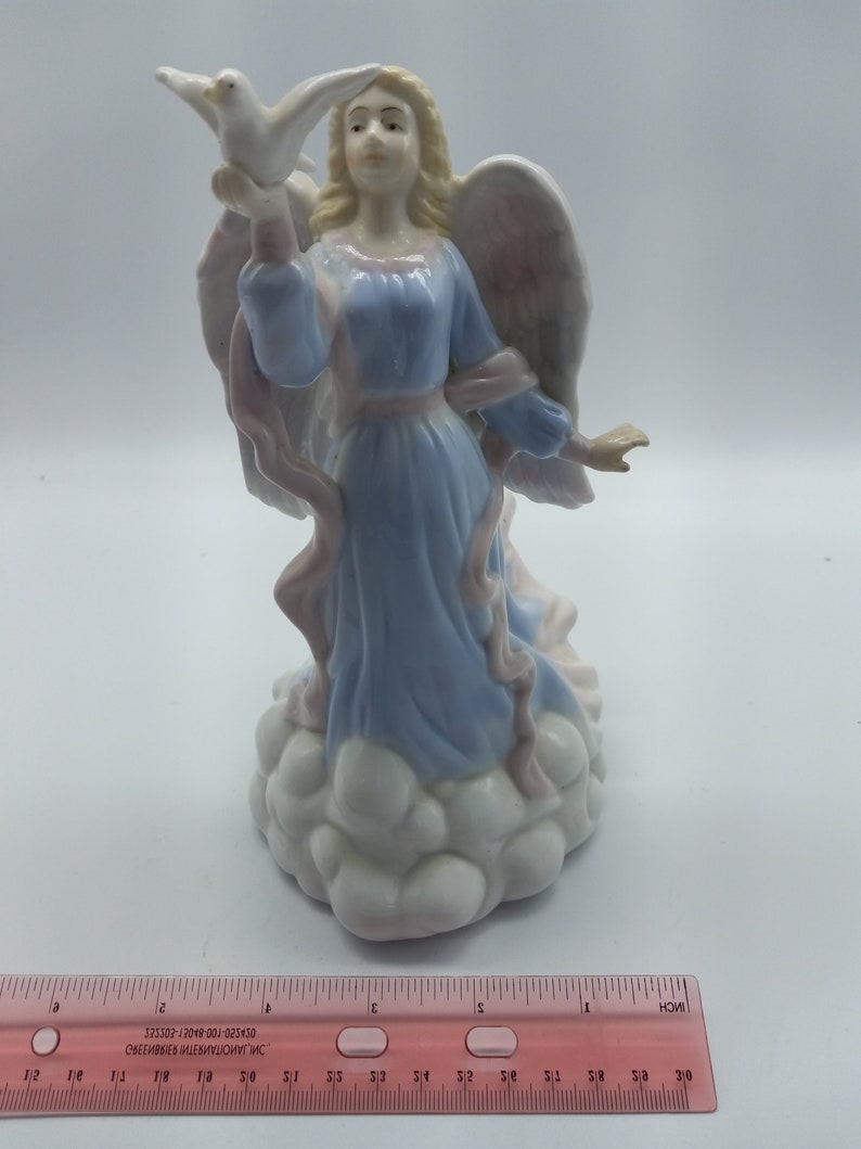 Vintage 1990's Elegant Angel Music Box Figurine, Graceful Porcelain