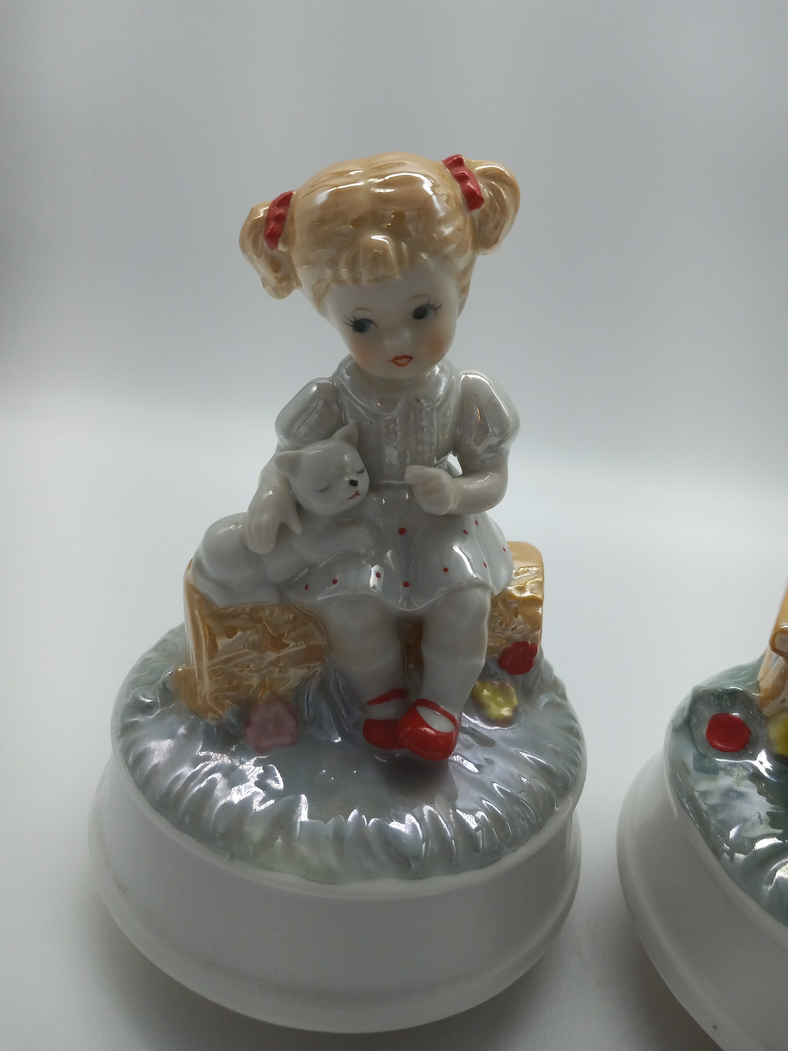 Vintage Music Box Figurine Set of Two Matching Vintage Etsy