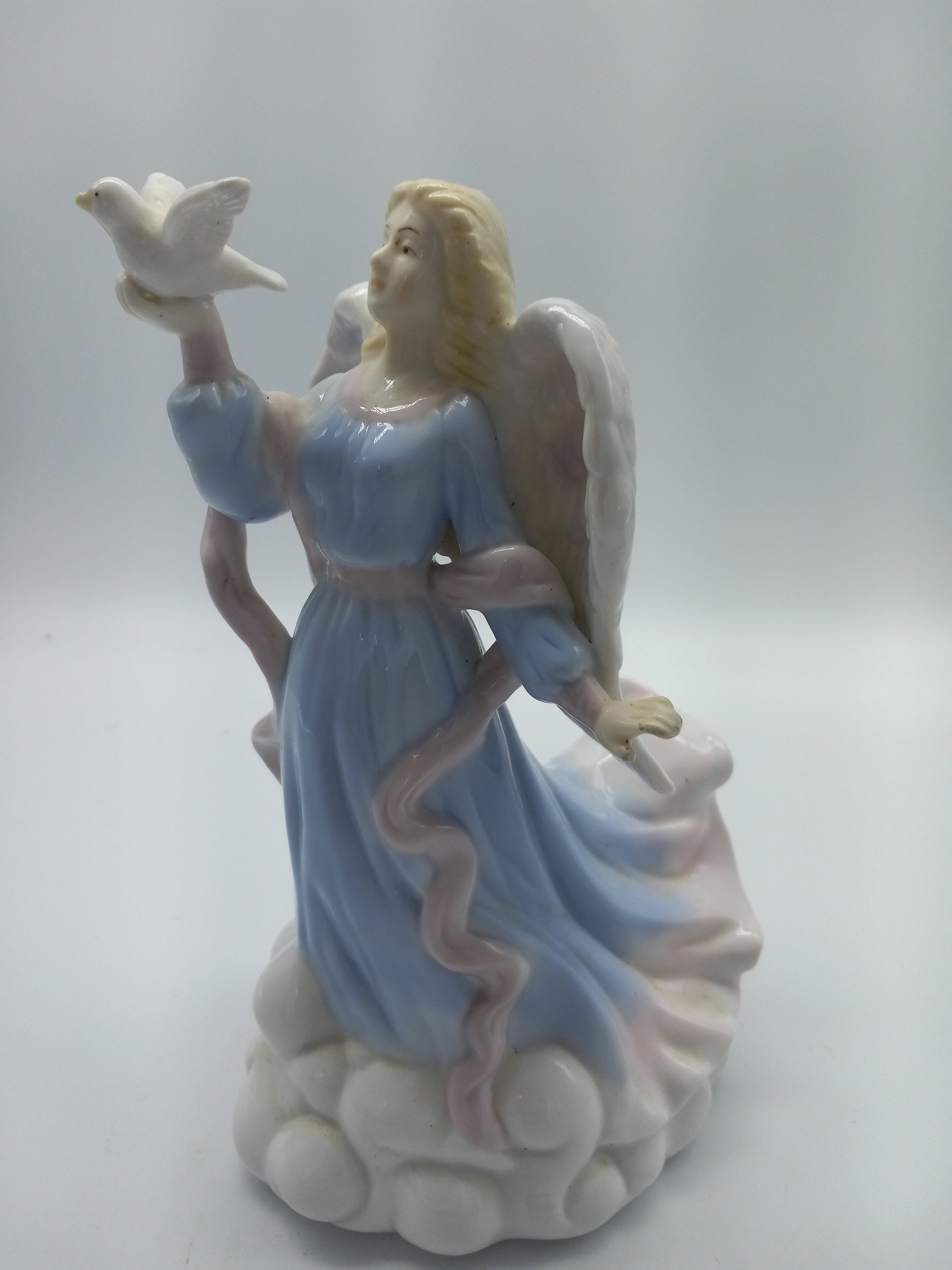 Vintage 1990's Elegant Angel Music Box Figurine, Graceful Porcelain Angel Music Box, Angelic