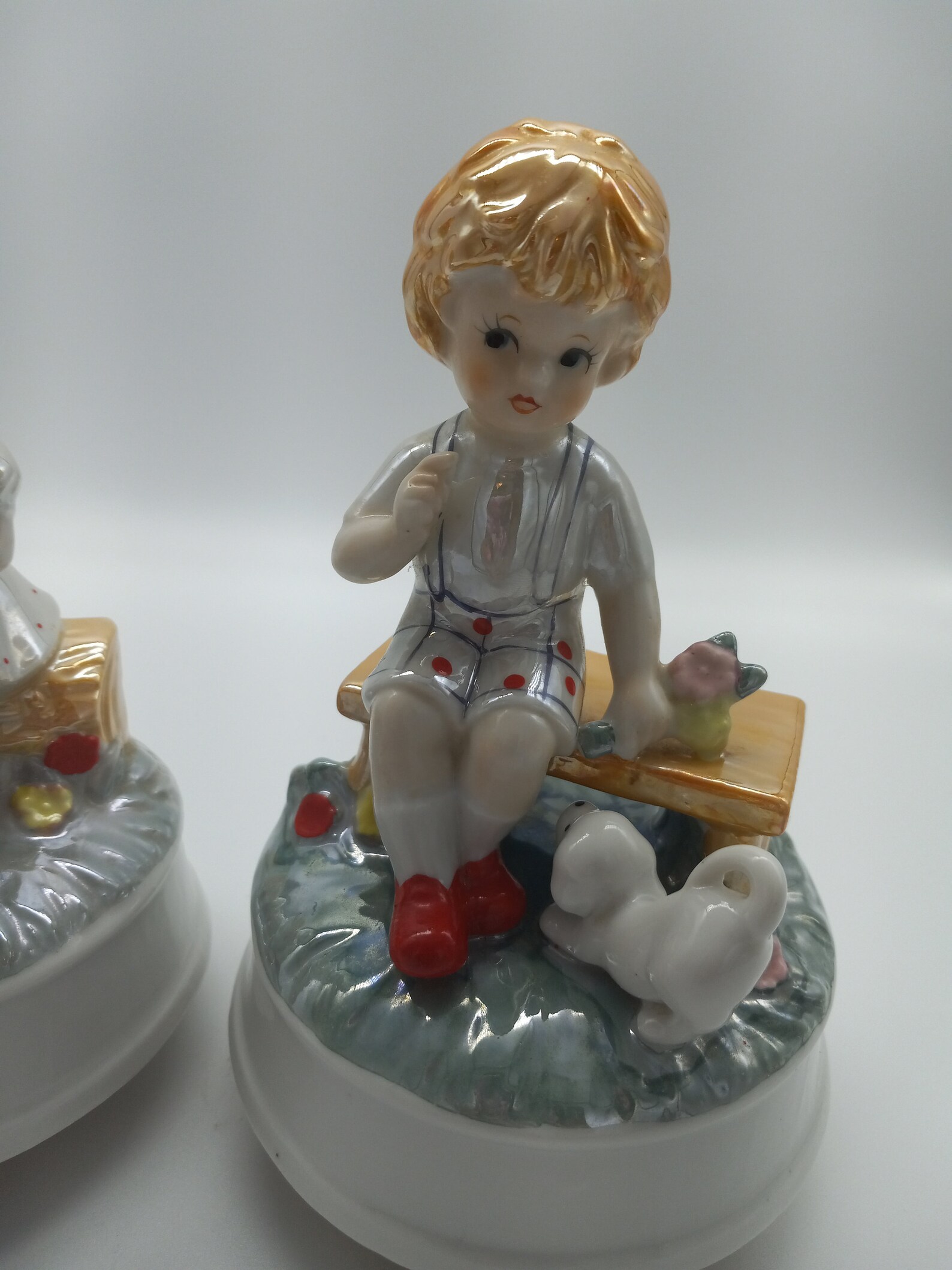 Vintage Music Box Figurine Set of Two Matching Vintage Etsy