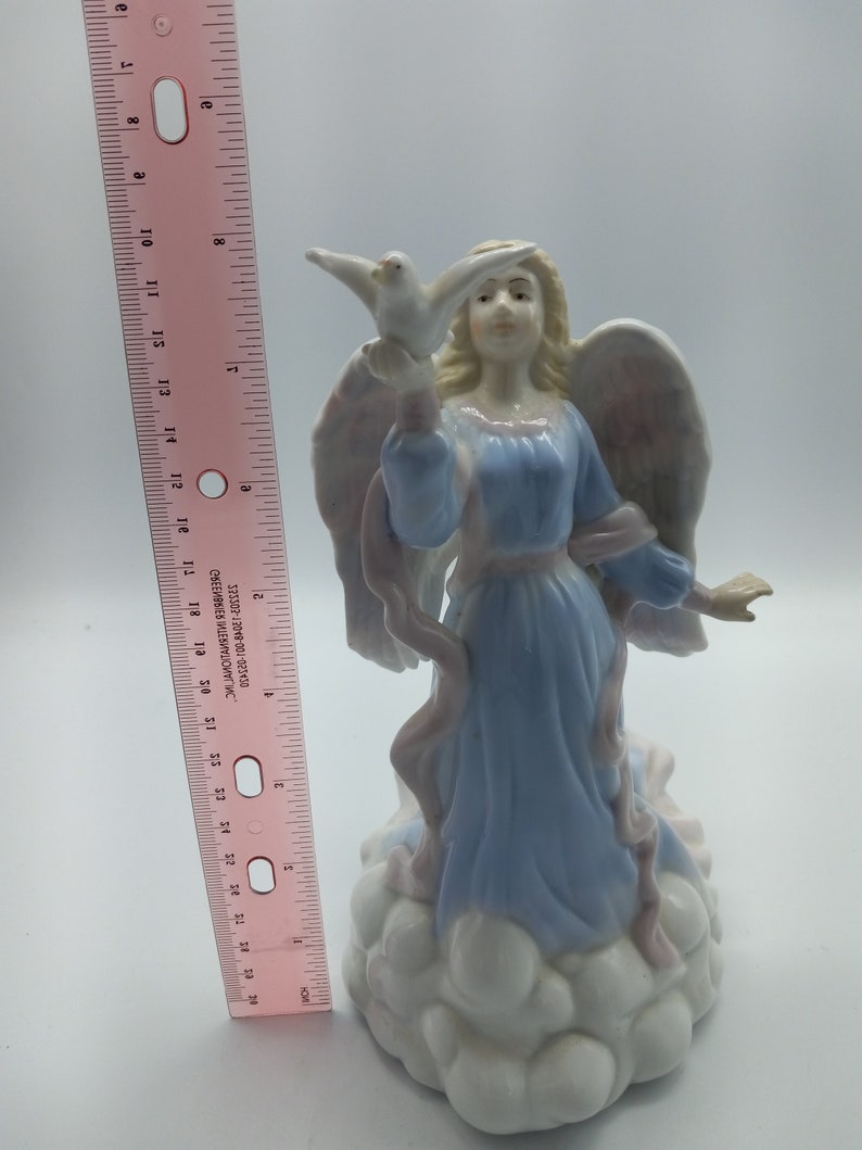 Vintage 1990's Elegant Angel Music Box Figurine, Graceful Porcelain