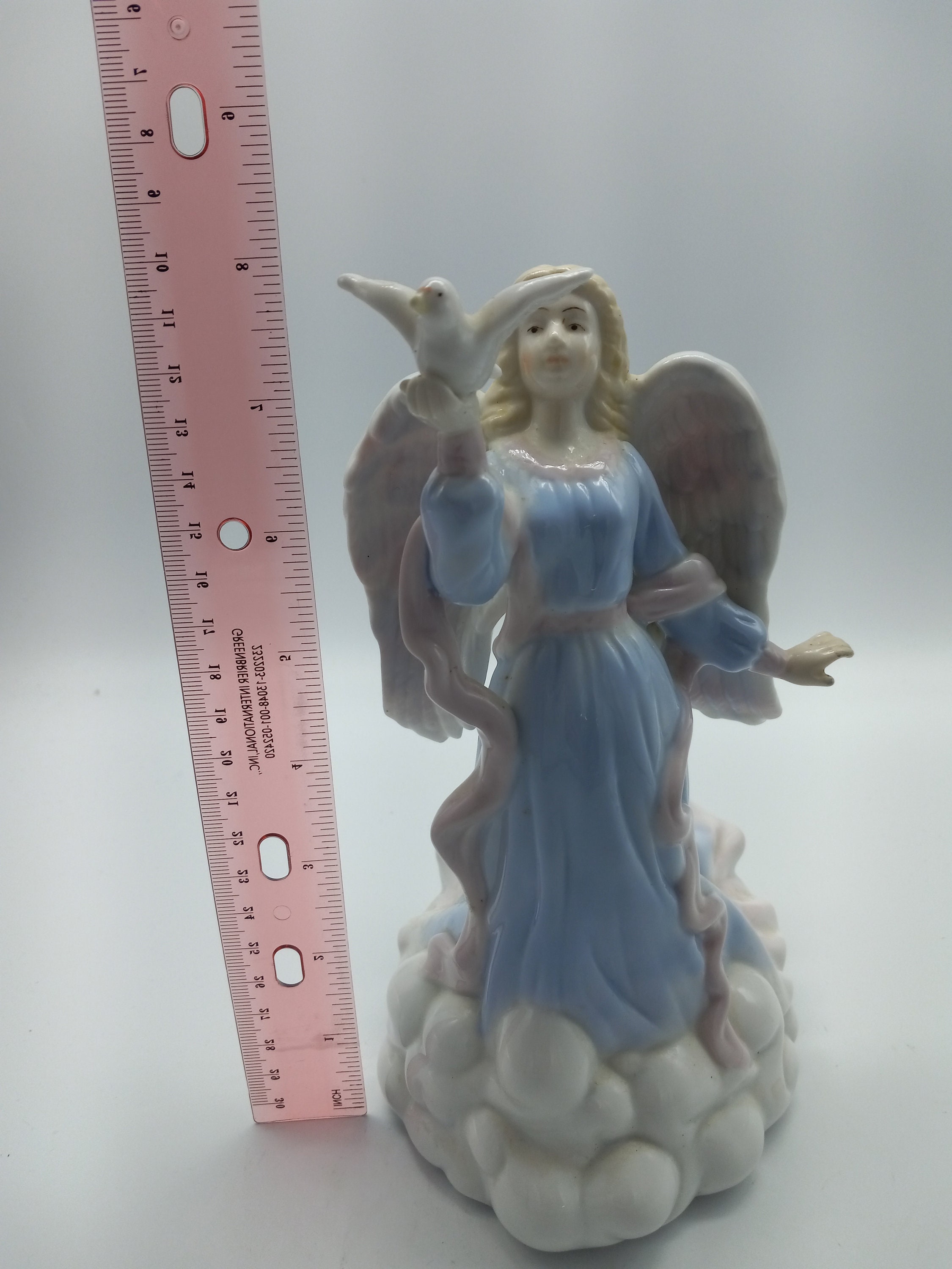 Vintage 1990's Elegant Angel Music Box Figurine, Graceful Porcelain Angel Music Box, Angelic