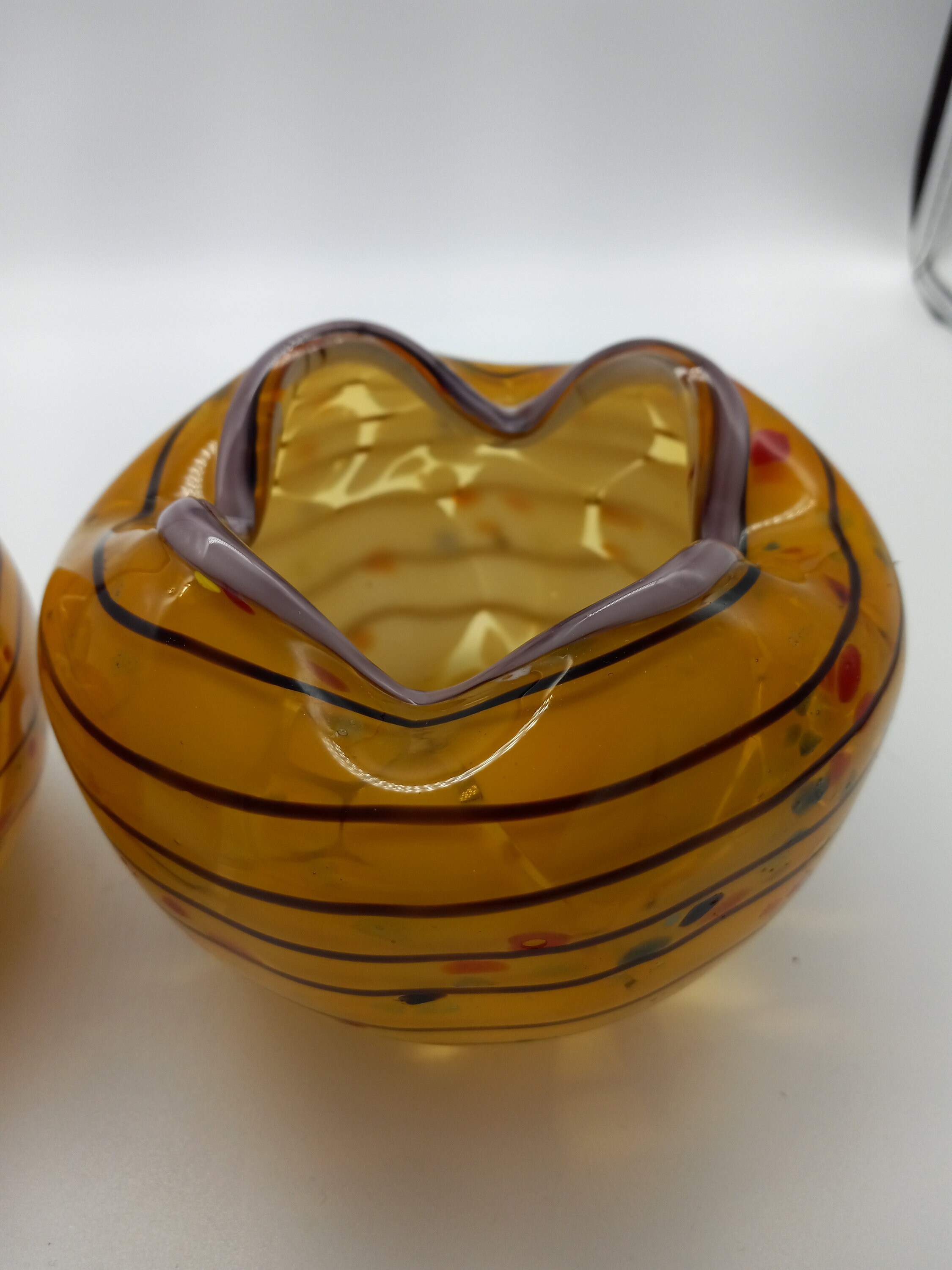 Vintage Retro Modern Art Glass Rose Bowl Whimsy Vase Amber Etsy