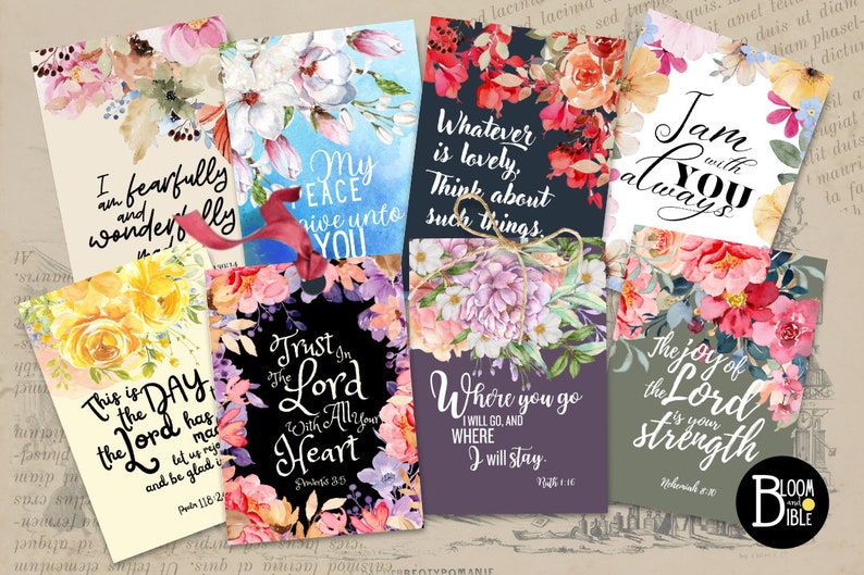 Printable BIBLE VERSES TAGS Scripture Art Eight - Etsy
