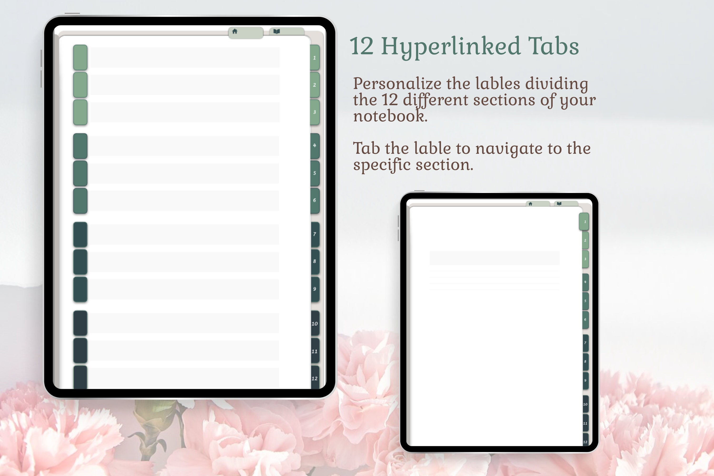 Digital Notebook Emerald Green Vertical Hyperlinked - Etsy