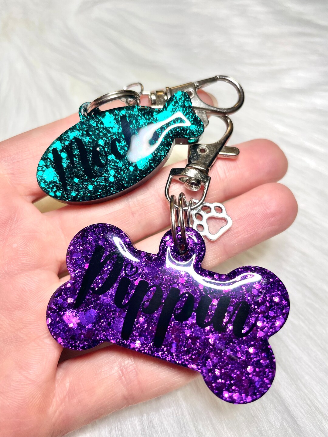 Personalised Pet Name Tag ID Dog Bone Name Tag Cat Fish Etsy UK