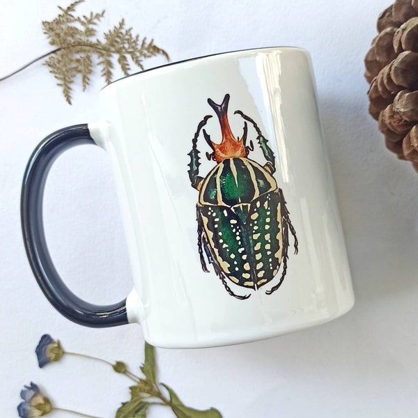 Insect coffee mug, Beetle ceramic cup, Teacher gift, Entomology gift, Insect Lover Gift, Entomology Nerd, Gifts for Him, Boyfriend gift