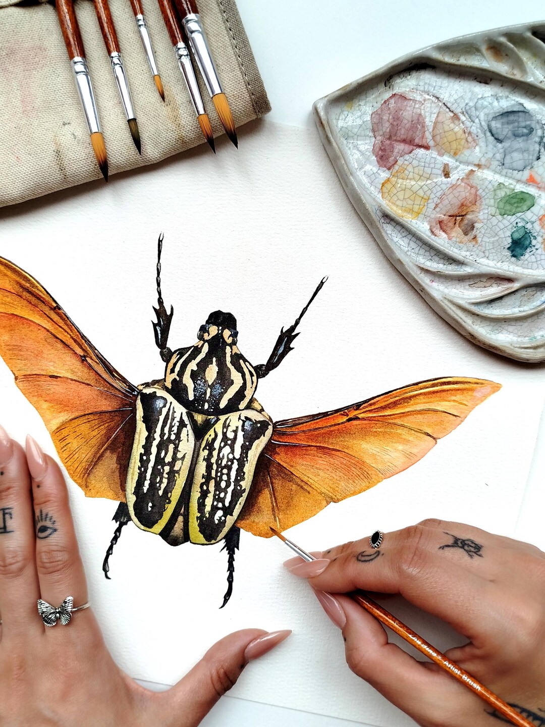 Insect Wall Art Print of Goliath Beetle Watercolor, Insect Gallery Wall ...