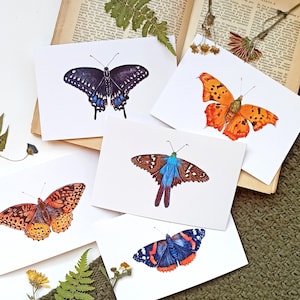 Schmetterling Postkarten Set, 5er Set Insekten Postkarten, A6 Postkarten, Schmetterling Grußkarten, Natur inspirierte Postkarten, Grußkarte, Schneckenpost