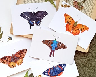 Butterfly Postcard Set, Pack of 5 insect postcards, A6 Postcards, Butterfly Notecards, Nature inspired postcards, Notecard, Snail mail