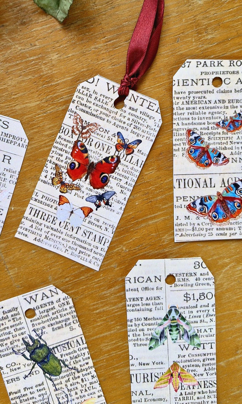 Journal Insect Stickers Junk Journal Ephemera Entomology Insect Butterfly Junk Journal Tags ...