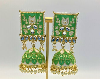 Jhumka Earrings, Meenakari Jhumka Earrings, Minakari Earrings, Indian Earrings, Chandbali Earrings, Jhumki, Kundan Earrings, Polki Earrings