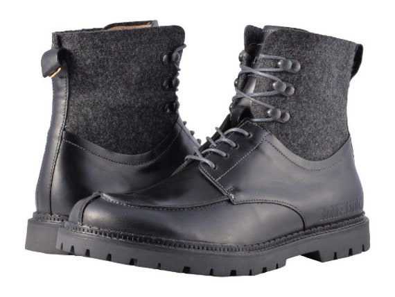 Birkenstock Men's Timmins High Top Black Leather Lace Up Boots 1006946